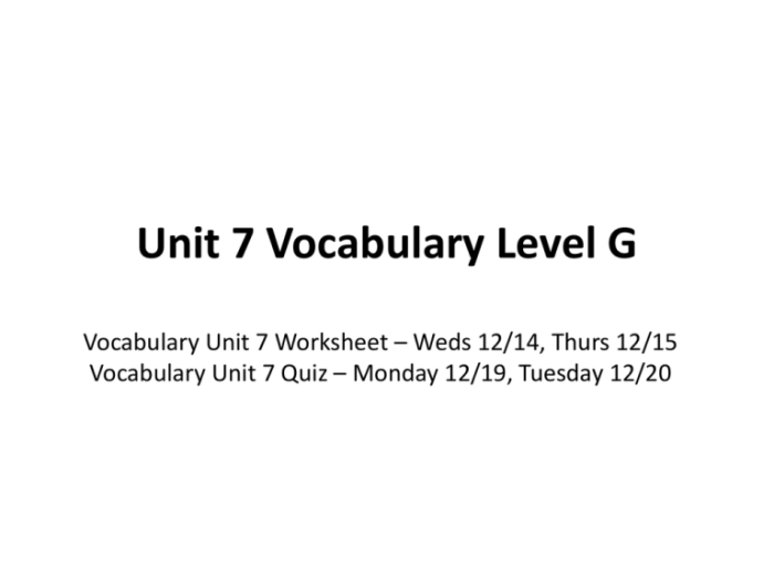 Vocabulary level g unit 5