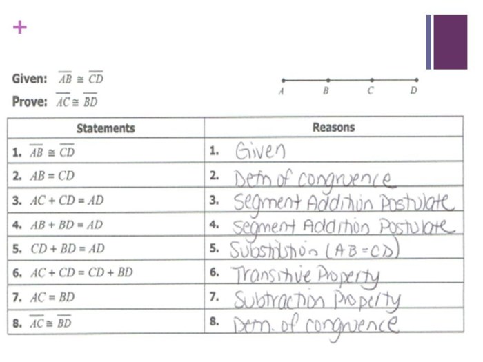 Segment proofs worksheets with answers