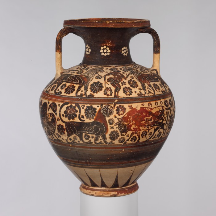 Corinthian black-figure amphora with animal friezes